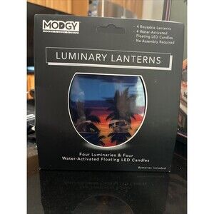 Modgy Luminary Lanterns (4) Crockett Palm trees Activated LED Candle